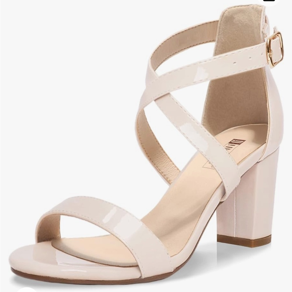 IDIFU Women's IN3 Grace Strappy Block Heels Sandals Comfy Open Toe Chunky Dress